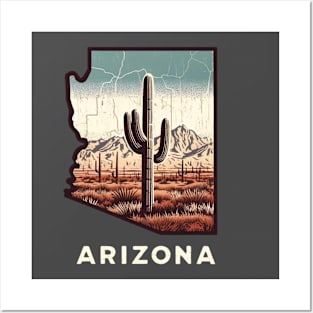 ARIZONA STATE MAP USA Posters and Art